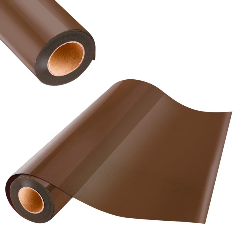 KISSWILL Brown HTV Heat Transfer Vinyl -12" X 25' Iron on Vinyl Rolls for T-Shirts, Compatible with Silhouette Cameo or Heat Press Machine - Image 1